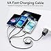 MINLU Multi Charging Cable 4A, 2Pack 4Ft Retractable Multi Fast Charger Cable, Multiple Charging Cord, 4 in 1 Multi USB Cable with Type C/Micro USB Ports for Cell Phones/IP/Galaxy/PS/Tablets/iPads