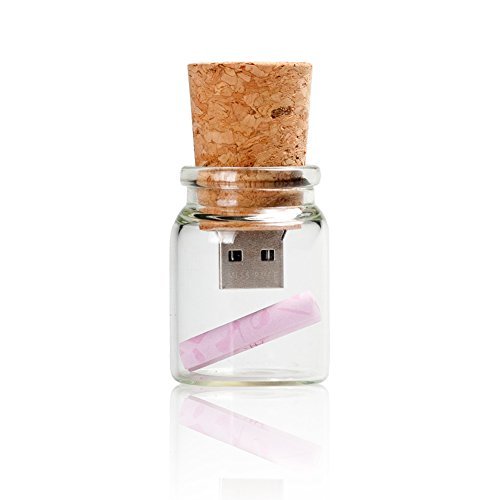 Techkey USB Flash Drive,Message in a Drift Glass Bottle with Cork Design,32GB