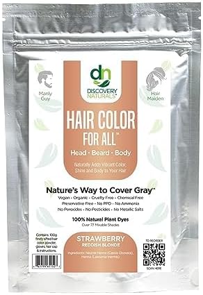 Red Henna Hair Color For All Kit | 100% All Natural Hair Dye & Beard Dye Powder (Strawberry Reddish Blonde) Organic, Herbal & Vegan Chemical & Cruelty Free Permanent Gray Coverage & Tinting