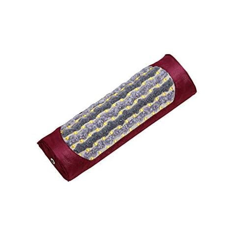 MediCrystal Non Electric Amethyst Tourmaline Mini Pillow - 17"x5"x3" Firm Cervical Support Bolster - Natural Crystals Emit Infrared Rays & Ions Using Body Warmth - Matches Red-Violet Mats Cover
