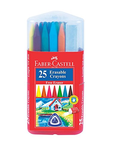 Faber-Castell Erasable Plastic Crayon Set - 110mm, Pack of 25 (Assorted)