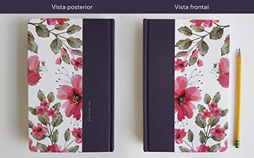 Biblia RVR 1960 letra grande. Tapa dura tela azul púrpura con flores tamaño manu al / Bible RVR 1960