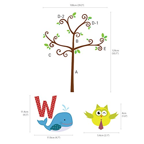 Decowall Da-1503 Animal Alphabet Abc And Owl Numbers Tree Kids Wall Stickers Wall Decals Peel And Stick Removable Wall Stickers For Kids Nursery Bedroom Living Room Décor #TOP5