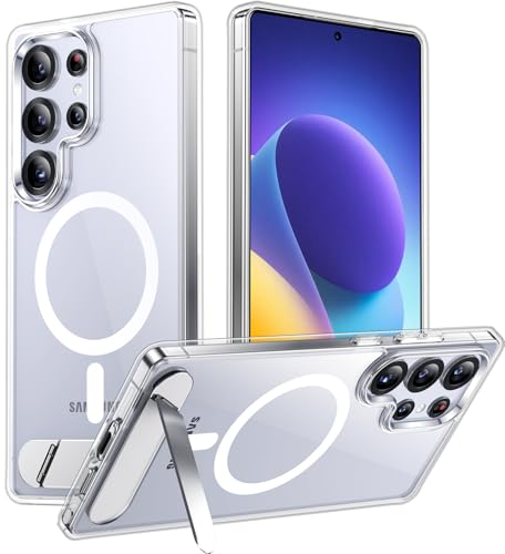 Coque Samsung S25 Ultra magnétique avec support intégré antichoc transparente de 6,9 pouces