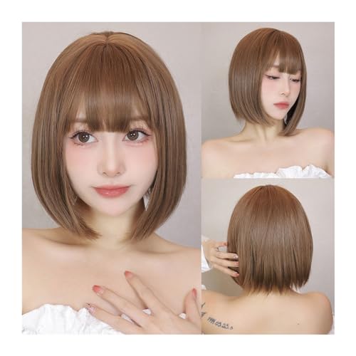 mengli-99 Wigs for Women Light Brown Synthetic Wigs Straight Short