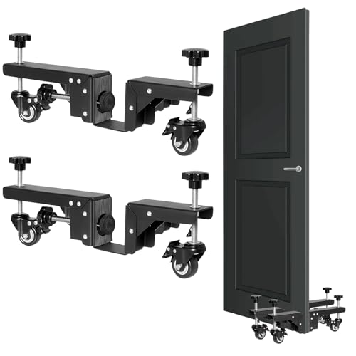 2Pcs Door Lifter Carts,Door Panel Installation Kit,Heavy Door Installation Tools,Adjustable 1 to 2.25 Door Transport Trolley for Moving Heavy Loads,With 360° Rotating Wheels for Smooth Door Handling