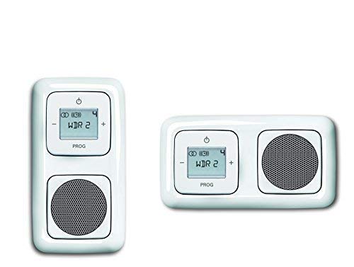 Busch Jäger Unterputz UP Digitalradio 8215 U (8215U) alpinweiß Komplett-Set Reflex SI Lautsprecher + Radioeinheit + Abdeckungen in 2 fach Rahmen