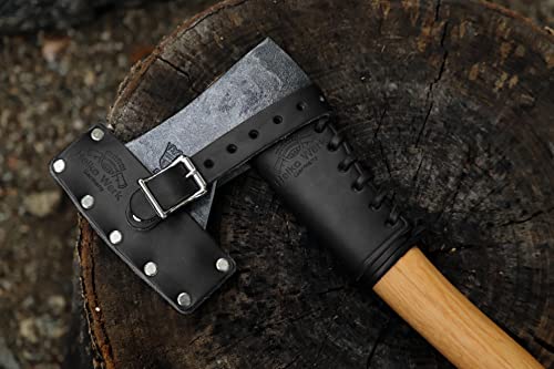 Helko Werk Leather Axe Sheath (Hatchet) - Genuine Leather Sheath for Axes and Hatchets Leather and Axe Cover and Hatchet Cover (Hatchet Black) S121SBK