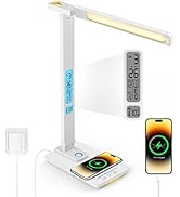 LAOPAO LED Desk Lamp with Wireless Charger, USB Charging Port, Sliding Dimmable Auto Timer Table ...