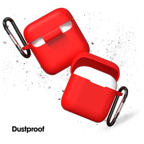 Image of Sounce Earphone Case Cover Compatible with Boat Airdopes 141, Soft Silicone Skin Case Cover Shock-Absorbing Protective Case with Keychain [Front LED Visible] - Dark Red