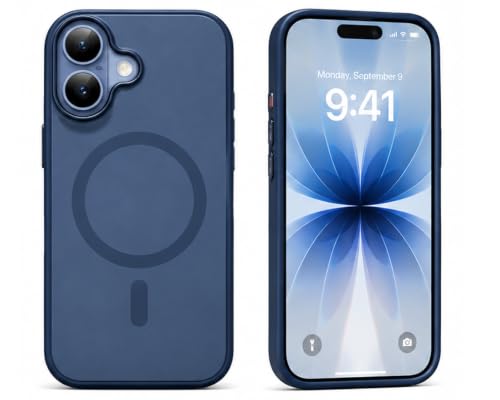 Image of Elzzi Magnetic for iPhone 17 Case (Compatible with MagSafe) (Military Grade Drop Protection) Translucent Matte Shockproof with Anti-Fingerprint Phone Cover, Blue