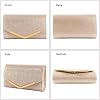 XFSRG Pochette Femme Soiree Brillant Élégant Sac à Main Mode Enveloppe Clutch avec Chaîne Détachable pour Fête Mariage(Or) #4