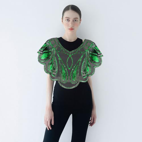 Women's 1920s Sequin Beaded Evening Cape Bridal Sparkly Flapper Shawl for Evening Dresses3