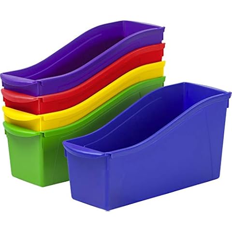 Storex Interlocking Book Bins, 5 1/3 W x 14 1/3 L x 7 H, 5 Color Set, Plastic (70105U06C) Cover