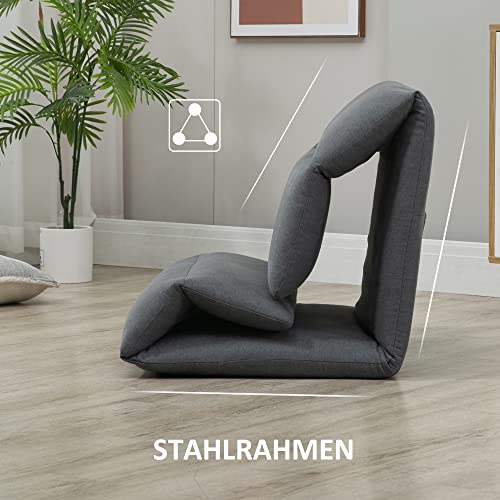 HOMCOM Schlafsofa 4 in 1 2 Sitzer Sofa mit Schlaffunktion, 183 x 98,5 cm Klappbar Couch Schlafcouch mit 5-stufig Verstellbarer Rückenlehne, Lendenkissen und Samtoptik für Wohnzimmer, Dunkelgrau