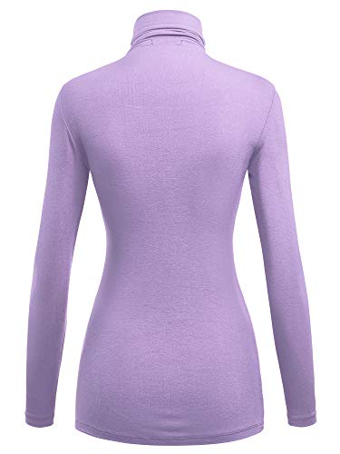 Image of Lock and Love Women's Turtleneck Top Lightweight Long Sleeve Slim Fit Pullover, Soft Rayon Stretch Layering Basic, S-3XL