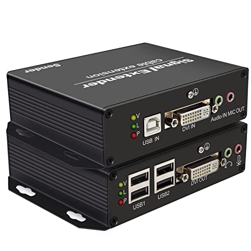 Image of DVI KVM USB Extender Over Fiber 4K@30Hz EMI Immunity Up to 20km (12.4 Miles), Remote Keyboard & Mouse, EDID, RS232, IR, Zero Latency