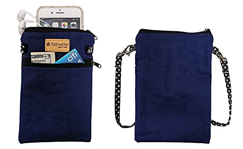 Image of Tainada Women Crossbody Shoulder Travel Zippered Wallet Purse Clutch Phone Bag w /Detachable Strap (Navy Blue)