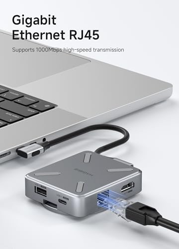 Image of Hagibis Magnetic USB C Hub with Magsafe Stand Holder for iPhone 17 16 15 Pro Max, Portable Type-C Docking Station 100W PD, 4K@60Hz HDMI, 10Gbps USB3.2, SD /Micro SD4.0 (CMC10LH)