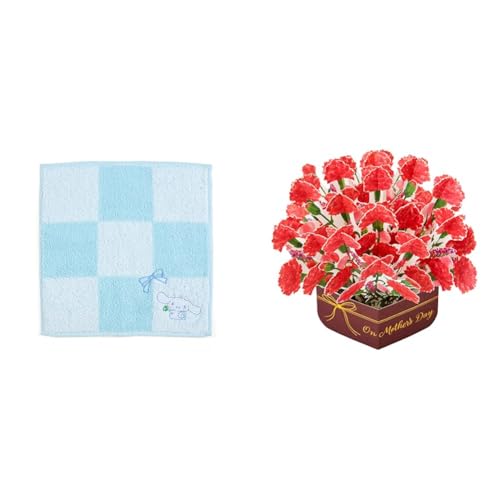 【母の日セット品】サンリオ(SANRIO) サンリオ プチタオル シナモロール シナモン Cinnamoroll 20×20×0.3cm プチタオル キャラクター 260657 SANRIO +サンリオ メッセージカード 立体 鉢植えカーネーション