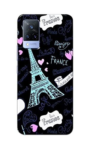 Image of PRINTFIDAA Lovers Famous Place Eiffel Tower in Paris Printed Designer Hard Back Case Cover for Vivo V21 (5G) -(SS) MVN1003