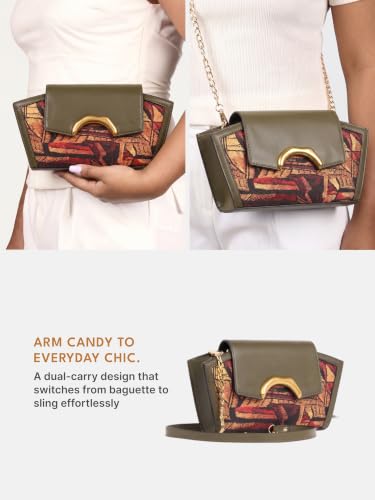 Image of ZOUK Women's Zareen Clutch Bag with Detachable Sling Strap | Vegan Leather | Wedding, Party, Formal