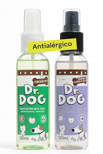 Kit Banho a seco Pet + Perfume cheirinho de bebê, hipoalergênico, Banho Expresso para Cães e Gatos – Limpa, Perfuma e Hidrata, Sem Enxágue (Banho a seco Pet 120ml)