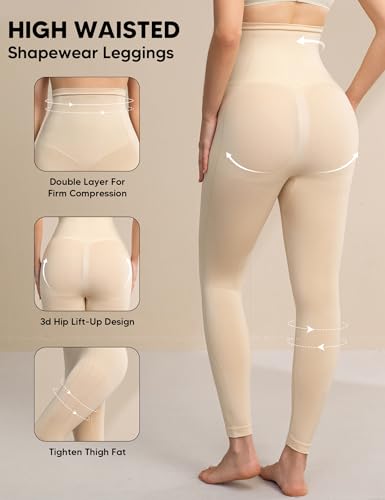 Image of Shapewear Leggings for Women Tummy Control High Waisted Capri Body Shaper Butt Lift Thigh Slimmer
