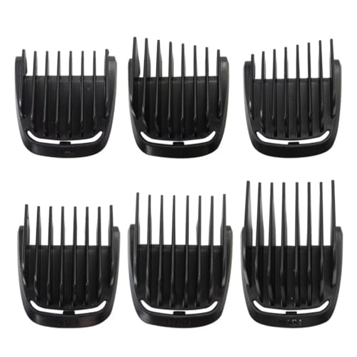 6 Piece Set Trimmer Replacement T Blade Haircut Guide Comb Guard Set (for Extra Wide 41mm T Blade Only) Fit for Philips Norelco Multigroom Trimmer MG5750 MG7750