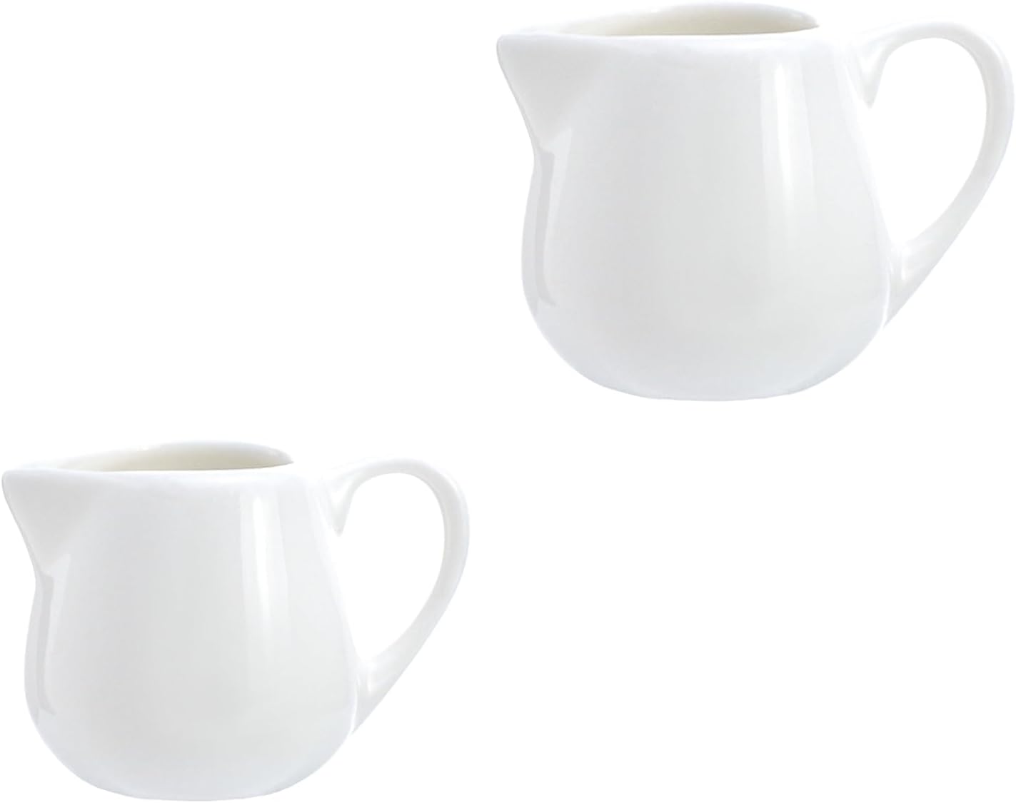 CHOOLD 2 pcs Mini Ceramic Creamer with Handle, Coffee Milk Creamer Pitcher - White - 1.5 oz + 3 oz
