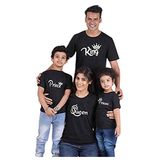 Familj matchande T-shirt sommar kortärmad kläder kung drottning prins prinsessa toppar för pappa mamma son dotter föräldra-barn kläder set par tröjor