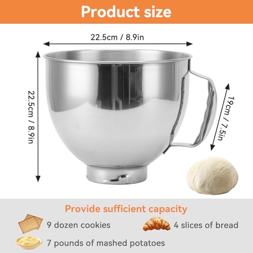 Tazón mezclador de acero inoxidable 304 de 4.5QT - 5QT miniatura 4