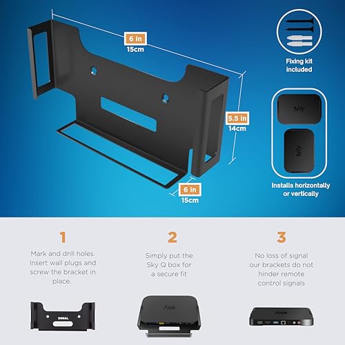 Support mural pour Sky Q Mini Box fixation métallique noire TV
