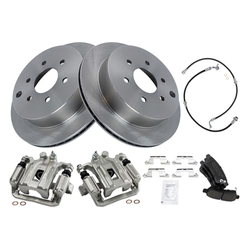 Image of TRQ Rear Brake Pad and Rotor Set Ceramic Calipers Compatible with 2005-2019 Nissan Frontier