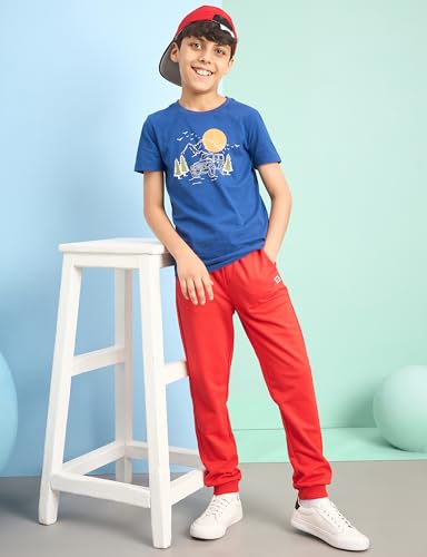 Image of Amazon Brand - Symbol Boys 100% Cotton Graphic Printed Half Sleeves T-Shirt | Age 6-14 Years (Available in Combo Pack of 3 and 5)
