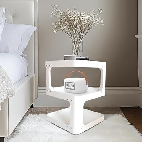 Side Table,Modern Nightstand,Metal end Table,White Bedside Table,3-Tier Accent Night Stand Table with Storage for Bedroom,Living Room,Couch,Sofa,Small Space,Outdoor Cover