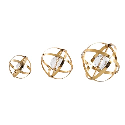 Set de 3 esculturas decorativas metálicas geométricas Dorado
