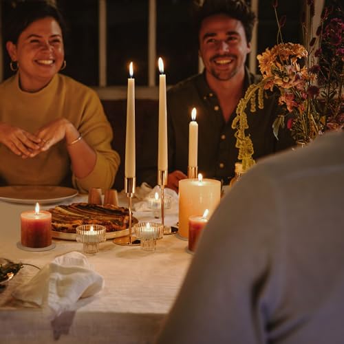 Spaas Taper Dinner Candles 8 Hours, White, 8-Piece