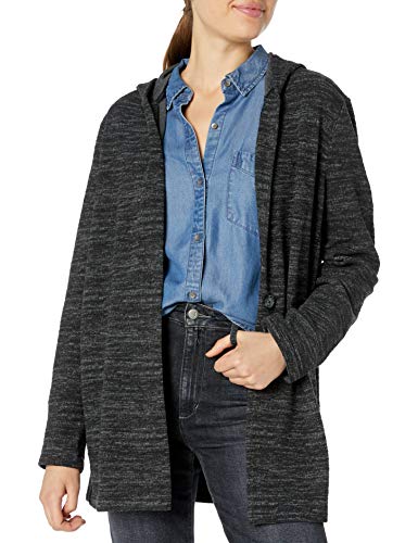 Lucky Brand Women's Hooded Button Jacket, Lucky Black, L