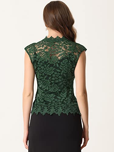 Allegra K Floral Lace Shrug For Women's Wedding Guest Cap Sleeve Formal Sheer Bolero Cardigan Large Dark Green #TOP2