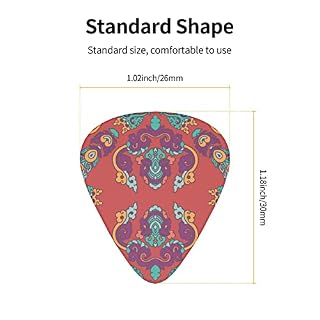 Lot de 12 médiators de guitare ethnique natif tribal floral rouge vintage pour guitare électrique basse acoustique avec boîte - Les Beatles, Paul McCartney, John Lennon, RIngo Starr, George Harrison Lot de 12 médiators de guitare ethnique natif tribal floral rouge vintage pour guitare électrique basse acoustique avec boîte – Image 5