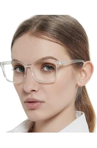 Image of Blue Light Blocking Computer Glasses for Men & Women, Square TR90 Lightweight Eyeglasses Frame, Anti Eye Strain UV Protection, Clear Lens for Gaming Office Reading