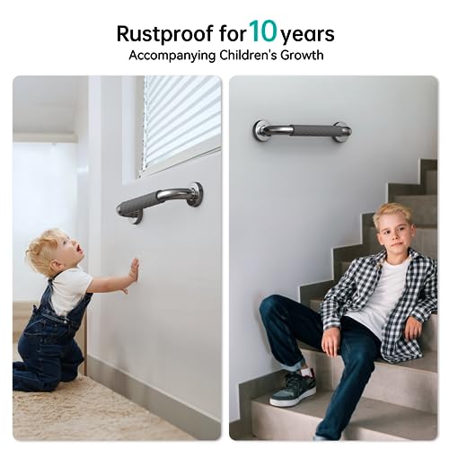 opove 12" Grab Bars for Shower and Bathroom, Anti-Slip Shower Handles for Elderly, Seniors, Handicap & Pregnant Women, Gray (1 Pack)