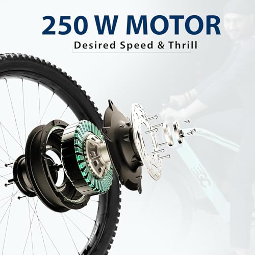 Image of Electric Cycle 250W Motor with 36V Lithium-Ion Battery | 26 inch Fat Mountain Tires | Pedal Assist E-Cycle with Dual Disc Brakes | Ultimate Sports Ride Experience Up to 30 km Rang Man & Woman
