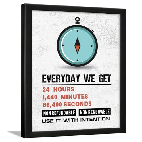 Image of Chaka Chaundh - Every Day We Get24 Hours1,440 Minutes86,400 Seconds non-Refundable non Renewable Use It With Intention - Motivational Quotes frames for Office, Home, Student - (14 X 11 Inches)