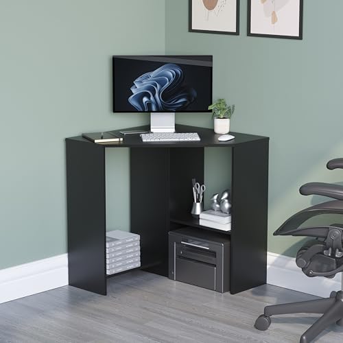 Vida Designs Hetton - Escritorio esquinero para Ordenador con estantes, para Oficina en casa, Mesa para Ordenador portátil, Estudio de Juegos, mobiliario, Madera de ingeniería, 76 x 100 x 70 cm