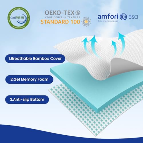 Image of Czpalo 3 Inch Gel Memory Foam Mattress Topper Twin, Cooling Mattress Topper with Removable & Washable Bamboo Cover, CertiPUR-US Certified