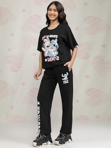 Image of Tokyo Talkies Women's Short Sleeves Round Neck Printed Co-Ords | Mickey Mouse Print | Stylish Co-Ords | Casual Co-Ords