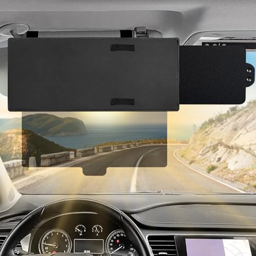 Polarized Car Sun Visor Extension with PC Lens and Side Sunshade, Anti-Glare Visor for Most Cars...