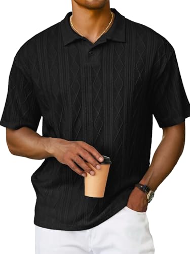 Sailwind Men's Short Sleeve Texture Polo Shirts Casual Summer Classic Collared Golf Shirt